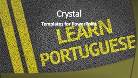  Presentation with learn - Colorful presentation theme enhanced with language skills - learn portuguese written backdrop and a dark gray colored foreground