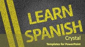  Presentation with learn - Presentation design enhanced with language skills - learn spanish written background and a gold colored foreground