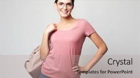  Presentation with china clothes washing powder - Presentation design having motivation emotion - woman with hairbuns wearing casual background and a coral colored foreground