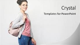  Presentation with patient clothes - Colorful presentation theme enhanced with motivation emotion - woman with hairbuns wearing casual backdrop and a white colored foreground