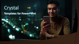  Presentation with appearance - PPT layouts enhanced with positive-man-with-asian-appearance background and a wine colored foreground