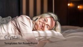  Presentation with aged - Presentation consisting of positive-middle-aged-relaxed-woman background and a  colored foreground