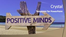  Presentation with mind - Presentation theme with positive minds wooden sign background and a cobalt blue colored foreground