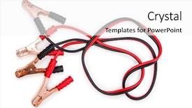  Presentation with battery - Beautiful presentation design featuring positive negative - car battery jumpers isolated backdrop and a white colored foreground
