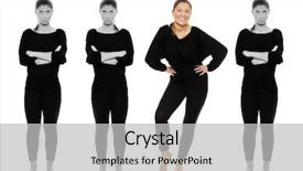  Presentation with woman sad - Beautiful theme featuring positive negative - picture of three sad backdrop and a light gray colored foreground