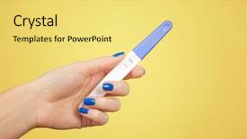  Presentation with pregnancy - Beautiful slide deck featuring positive negative - pregnancy test in hand backdrop and a yellow colored foreground