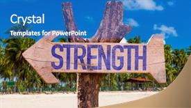  Presentation with strength - Amazing presentation theme having positive psychology strengths - strength arrow with beach background backdrop and a teal colored foreground