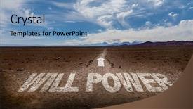  Presentation with power - Theme enhanced with positive psychotherapy - will power written on desert background and a teal colored foreground