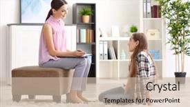  Presentation with teenager winners - Slides enhanced with positive psychotherapy - young female psychologist working background and a  colored foreground