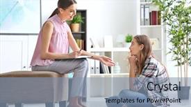  Presentation with female - Colorful theme enhanced with positive psychotherapy - young female psychologist working backdrop and a  colored foreground