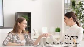  Presentation with working - Presentation design with positive psychotherapy - young female psychologist working background and a soft green colored foreground