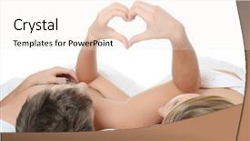  Presentation with lays - Cool new presentation theme with positive relationships - beautiful pair lays in bed backdrop and a sky blue colored foreground