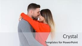  Presentation with loving hearts love heart candy - Audience pleasing slides consisting of positive relationships - beautiful young couple in love backdrop and a light gray colored foreground