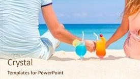  Presentation with catholic couple silhouette of young - Amazing PPT layouts having positive relationships - young happy couple enjoying tropical backdrop and a  colored foreground