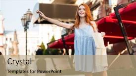  Presentation with city map - Audience pleasing PPT theme consisting of positive roadmaps - beautiful redhead girl in dress backdrop and a coral colored foreground