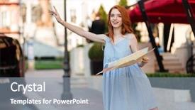  Presentation with pretty girl - Theme featuring positive roadmaps - young pretty girl in dress background and a light blue colored foreground