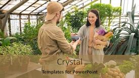  Presentation with credit market - Audience pleasing presentation design consisting of positive-satisfied-young-asian-customer backdrop and a coral colored foreground