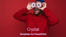  Presentation with donuts - Presentation design having positive-screaming-indian-man background and a crimson colored foreground