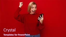  Presentation with young - Theme enhanced with positive-screaming-young-woman-wearing background and a crimson colored foreground