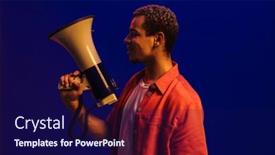  Presentation with blue neon - Presentation consisting of positive-smiling-african-man-holding background and a navy blue colored foreground