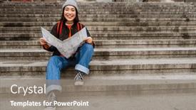  Presentation with asian map - Presentation with positive-smiling-asian-girl-tourist background and a gray colored foreground
