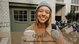  Presentation with bike - Presentation theme with positive-smiling-blonde-woman-wearing background and a coral colored foreground