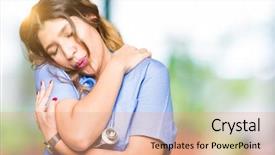  Presentation with self love - Slide deck featuring positive smiling confident self background and a coral colored foreground