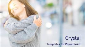  Presentation with self care - Audience pleasing presentation theme consisting of positive smiling confident self backdrop and a sky blue colored foreground