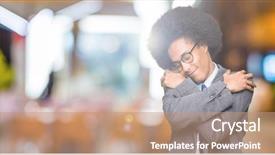  Presentation with african american girl power business - Cool new slide deck with positive smiling confident self backdrop and a coral colored foreground