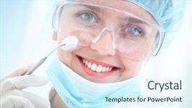  Presentation with dental radiology dentist and assistant - Beautiful PPT layouts featuring positive smiling dentist with dental backdrop and a sky blue colored foreground