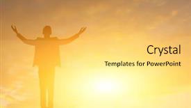  Presentation with sunset - Slide deck with positive thinking free - businessman standing against sunset background and a yellow colored foreground