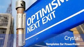  Presentation with positive thoughts - PPT theme enhanced with positive thoughts - optimism next exit blue road background and a teal colored foreground