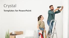  Presentation with step - Beautiful slides featuring positive-young-man-standing backdrop and a white colored foreground