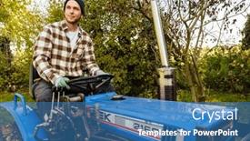  Presentation with gardening - Slide set having positive-young-man-wearing-plaid background and a teal colored foreground