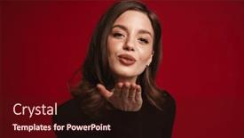  Presentation with kiss - Presentation theme consisting of positive-young-woman-in-black background and a wine colored foreground