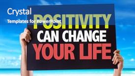  Presentation with positivity - Colorful presentation theme enhanced with positivity can change your life backdrop and a teal colored foreground
