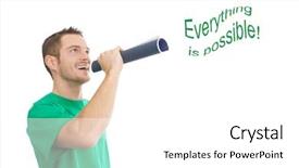  Presentation with everything - Slide deck consisting of possibile - caucasian man raising attention that background and a  colored foreground