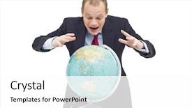  Presentation with possibilities - Colorful slide deck enhanced with potential of emerging market backdrop and a white colored foreground