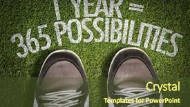  Presentation with sneakers - Audience pleasing slide set consisting of possibility thinking - top view of sneakers backdrop and a tawny brown colored foreground