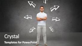  Presentation with possibilities - Audience pleasing slide set consisting of possible - choice direction possibilities and people backdrop and a gray colored foreground