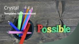  Presentation with possible - Slides enhanced with possible-word-on-wooden-table background and a gray colored foreground