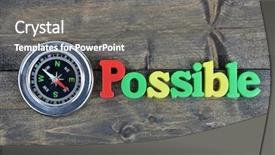  Presentation with possible - Amazing slides having possible word on wooden table backdrop and a gray colored foreground