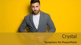  Presentation with modeling - Beautiful presentation theme featuring possing and modeling over yellow backdrop and a gold colored foreground