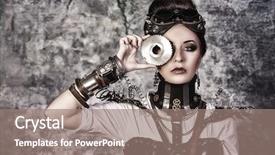  Presentation with steampunk - Beautiful PPT theme featuring post apocalypse - portrait of a beautiful steampunk backdrop and a gray colored foreground