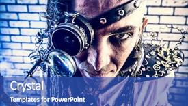  Presentation with brick wall - Audience pleasing slides consisting of three upright walnuts isolated on black reflective background backdrop and a black colored foreground