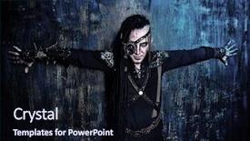  Presentation with steampunk - Presentation design consisting of post apocalypse - portrait of a steampunk man background and a wine colored foreground