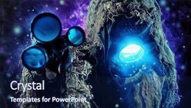  Presentation with steampunk - Colorful presentation theme enhanced with post-apocalyptic futuristic character fantasy backdrop and a navy blue colored foreground