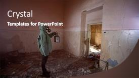  Presentation with gas - Amazing PPT layouts having post-apocalyptic-survivor-in-gas backdrop and a tawny brown colored foreground