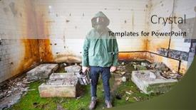  Presentation with disaster - Presentation design consisting of post-apocalyptic-survivor-in-gas background and a soft green colored foreground