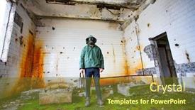  Presentation with disaster - Beautiful slide deck featuring post-apocalyptic-survivor-in-gas backdrop and a tawny brown colored foreground